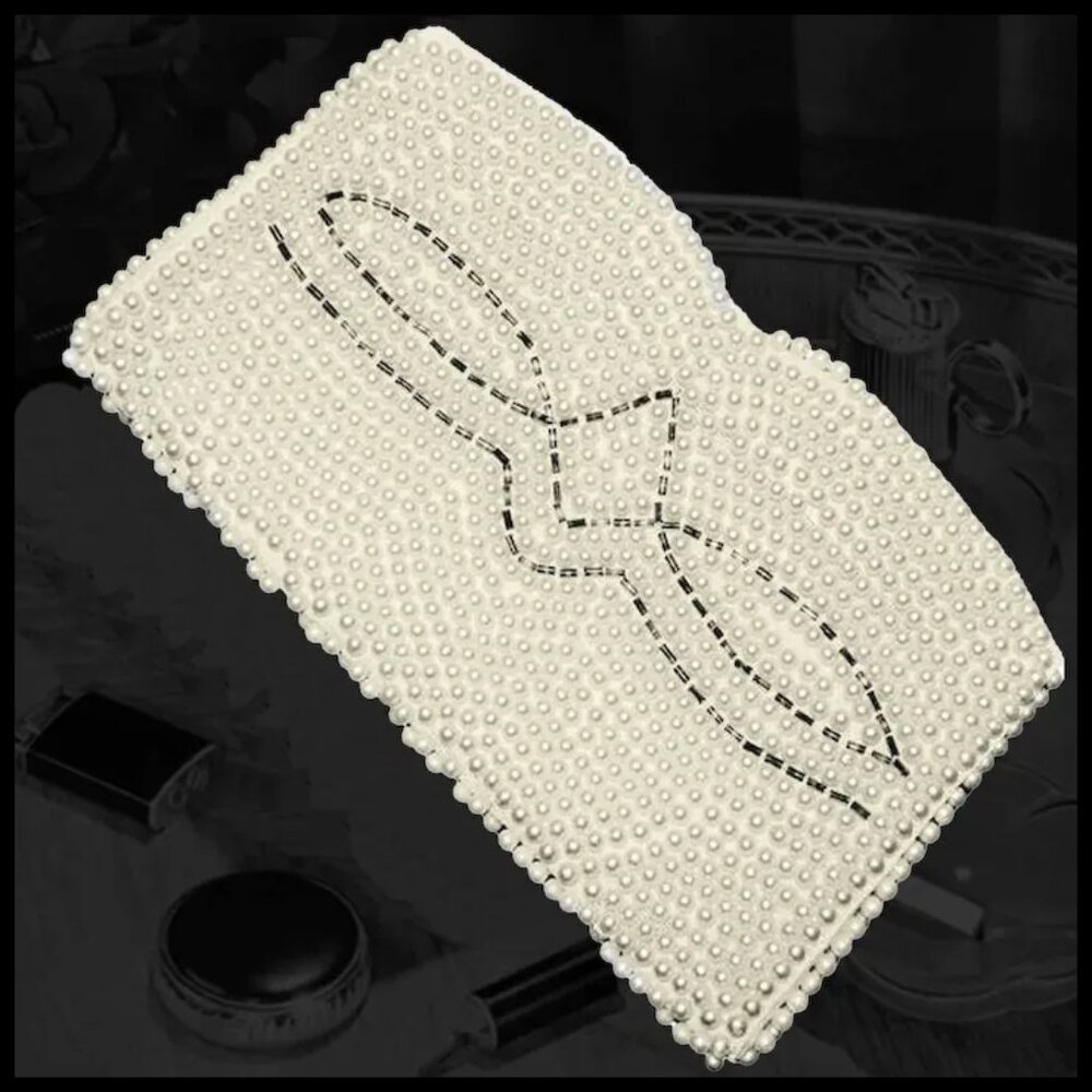 Vintage Pearl Beaded Clutch Purse, Small Retro Bridal, Something Old or NEW? - Picture 2 of 13